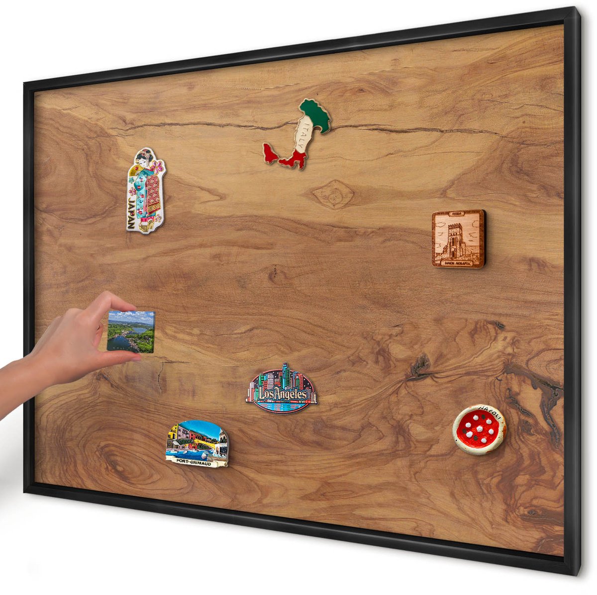 Artprintcave Bruin Magneetbord mit Zwart Frame - 100x70 cm - Natuurlijk Hout Magneet Bord mit Frame - Rustiek Magnetisch Bord Voor Magneten - Texturen