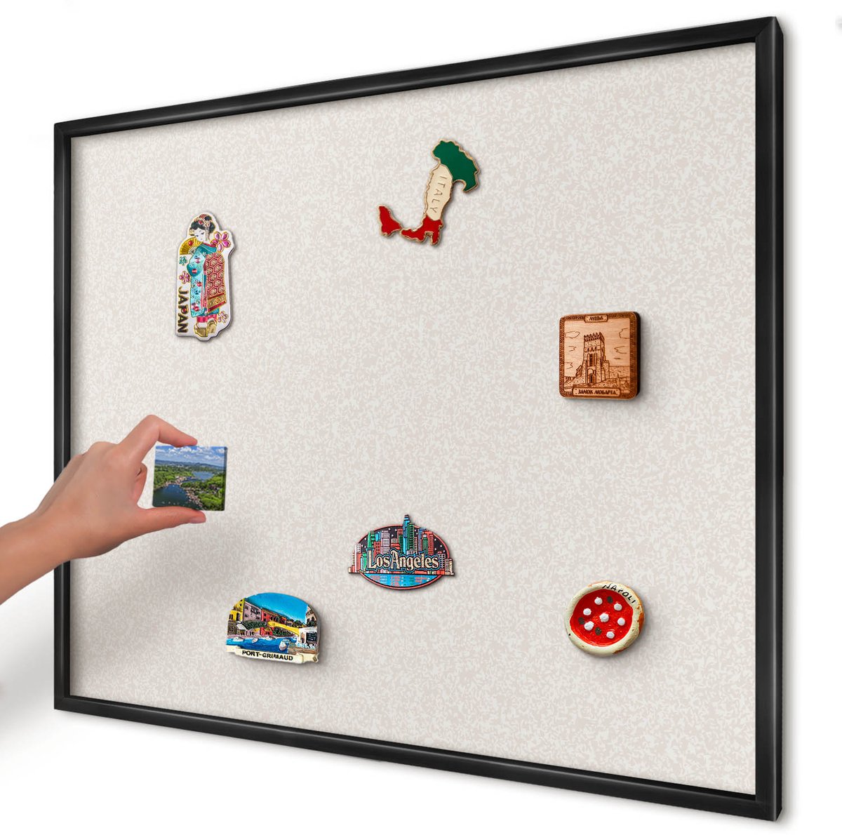 Artprintcave Romig Magneetbord mit Zwart Frame - 80x60 cm - Romige Textuur Magneetbord Voor Keuken - Minimalist Magneetbord Voor Foto's - Texturen