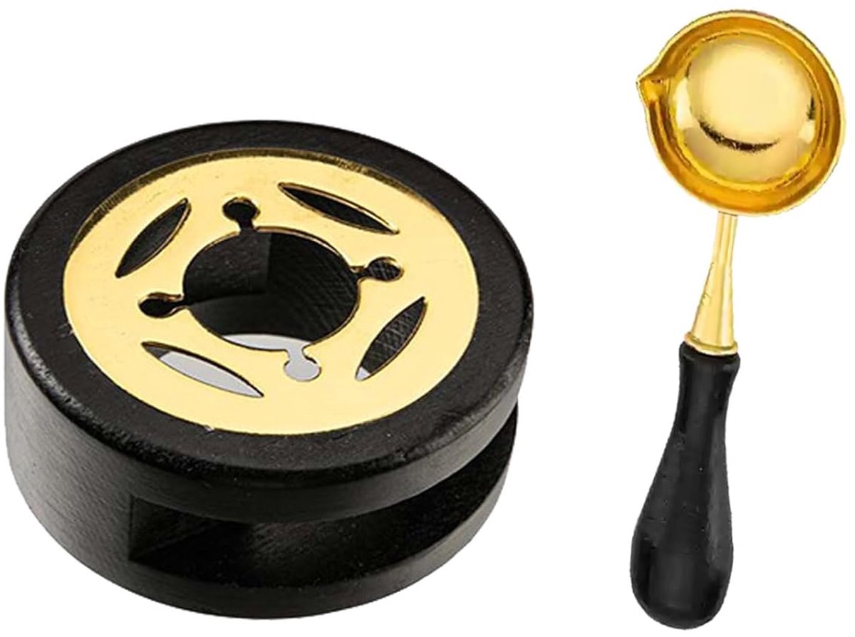 Seal Stempel Kit - Elegante Warmer met Smeltlepel voor het verzegelen van kralen en stokjes, perfect voor het maken van mooie enveloppen en decoratieve geschenken (zwart)