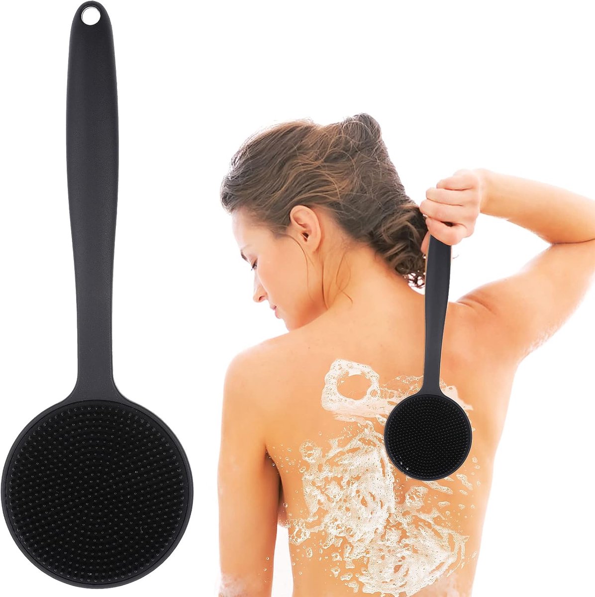 SnelShoppen - Back Scrubber Silicone Lichaamsborstel met Lange en Korte Handgreep - Exfoliator voor Bad en Douche - Ideaal voor Huidverzorging en Onts