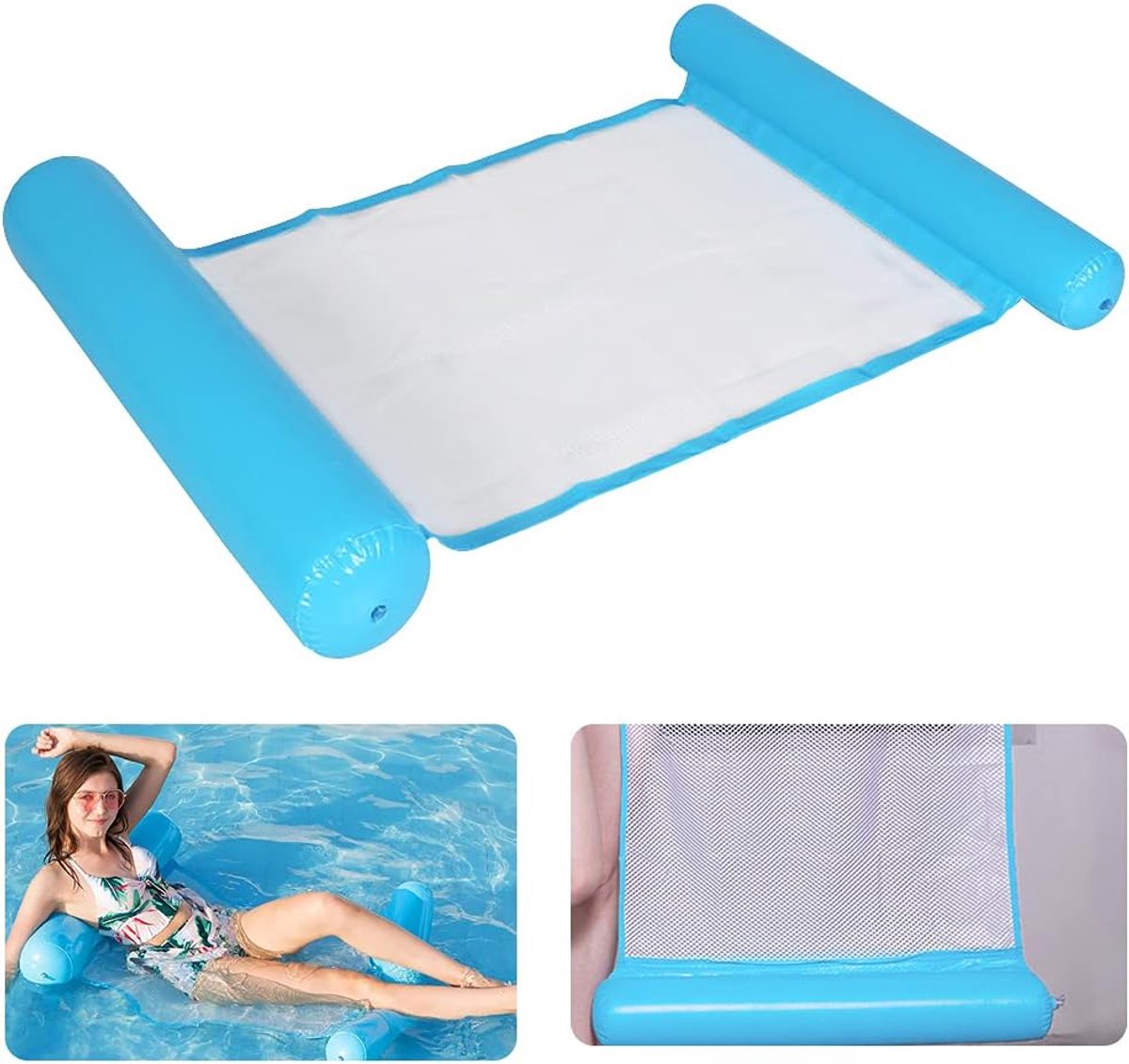 SnelShoppen - Opblaasbare Hangmat voor Volwassenen, Waterhangmat met Net, Zwembadmatras, Inflatable Zwembadbed, Drijvende Hangmat voor Tuin en Vakanti