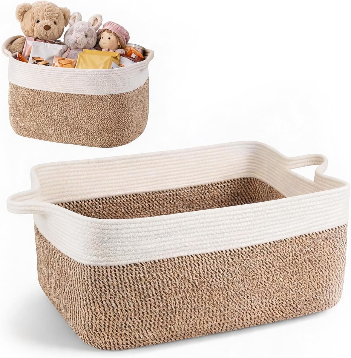 opbergmand, wasmand, 50 l, 48 x 34 x 28 cm, katoenen touwmanden met