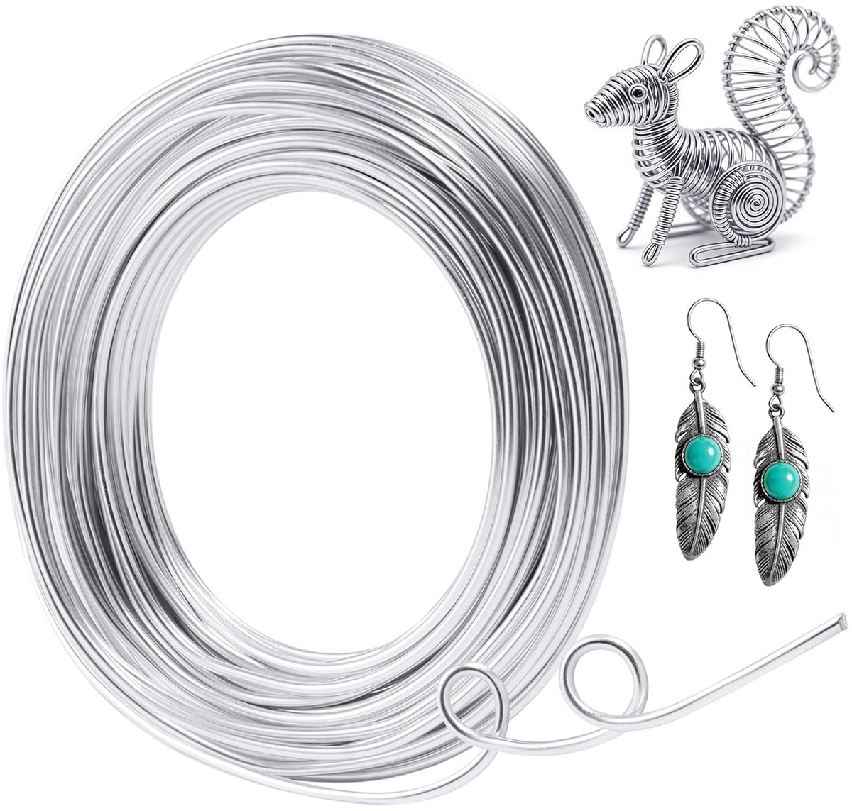 Draad, 3 mm x 15 m, sieradendraad, aluminiumdraad, draad voor | Zachte en buigzame draad, geschikt voor het maken van sieraden, binddraad en modelleerdraad (zilver)