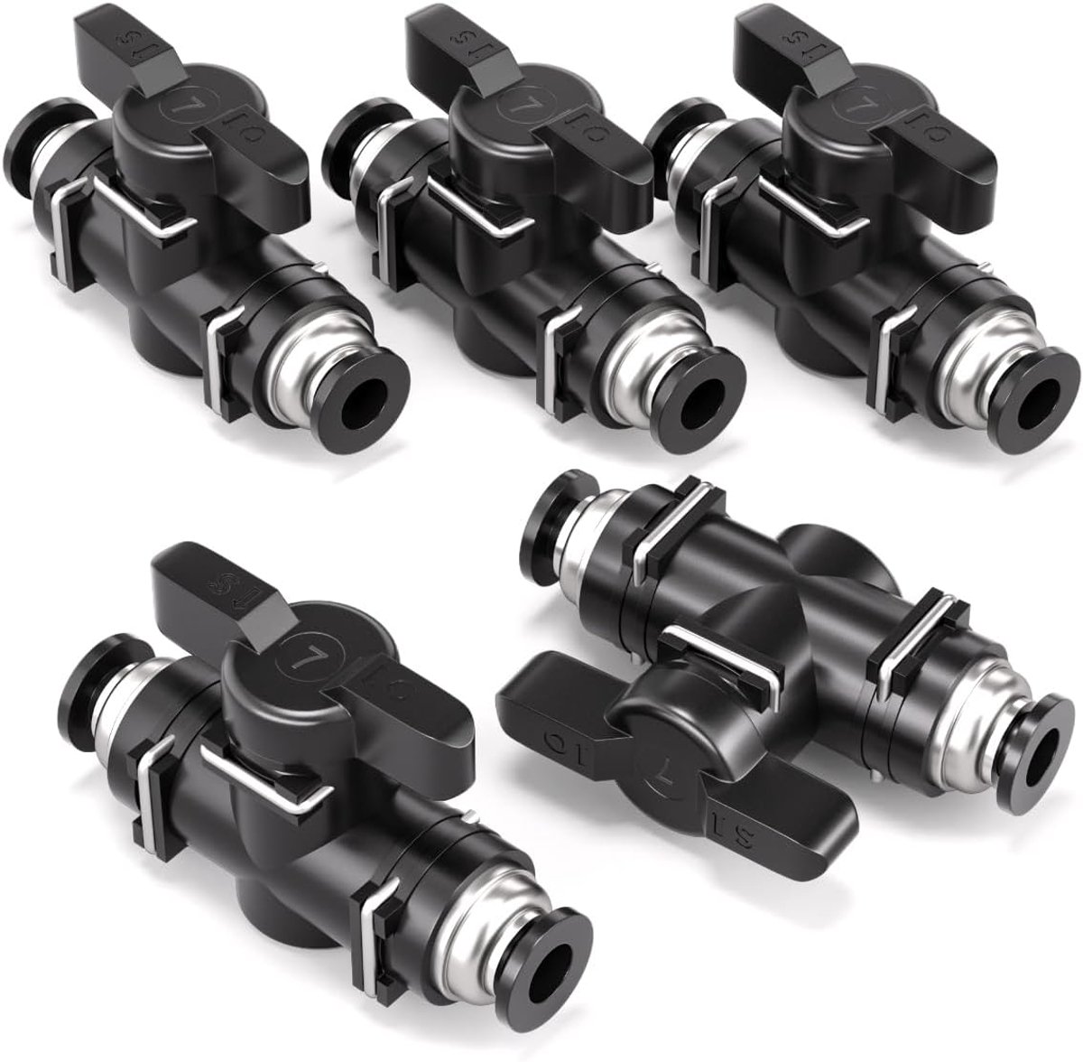 5 Pcs 6mm Pneumatische kogelkraan Push to Connect Fittings BUC Luchtstroomregelklep Rechte Quick Connect Luchtslangfittingen