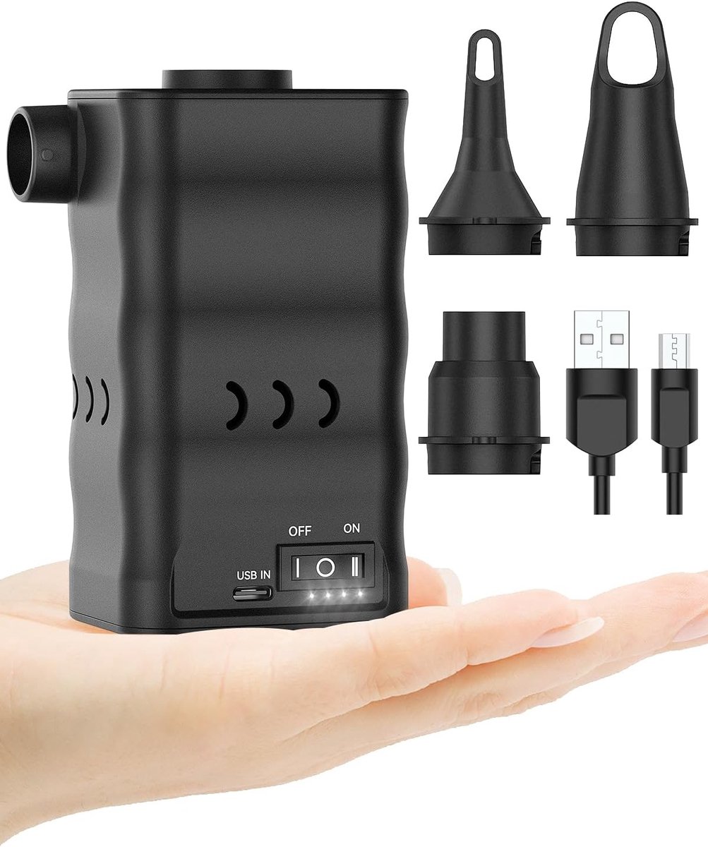 Draagbare luchtpomp voor opblaasbare artikelen, 6000 mAh oplaadbare luchtmatraspomp, Quick-Fill elektrische luchtinflator/deflator voor opblaasbaar zwembad boot vlot zwemringen camping