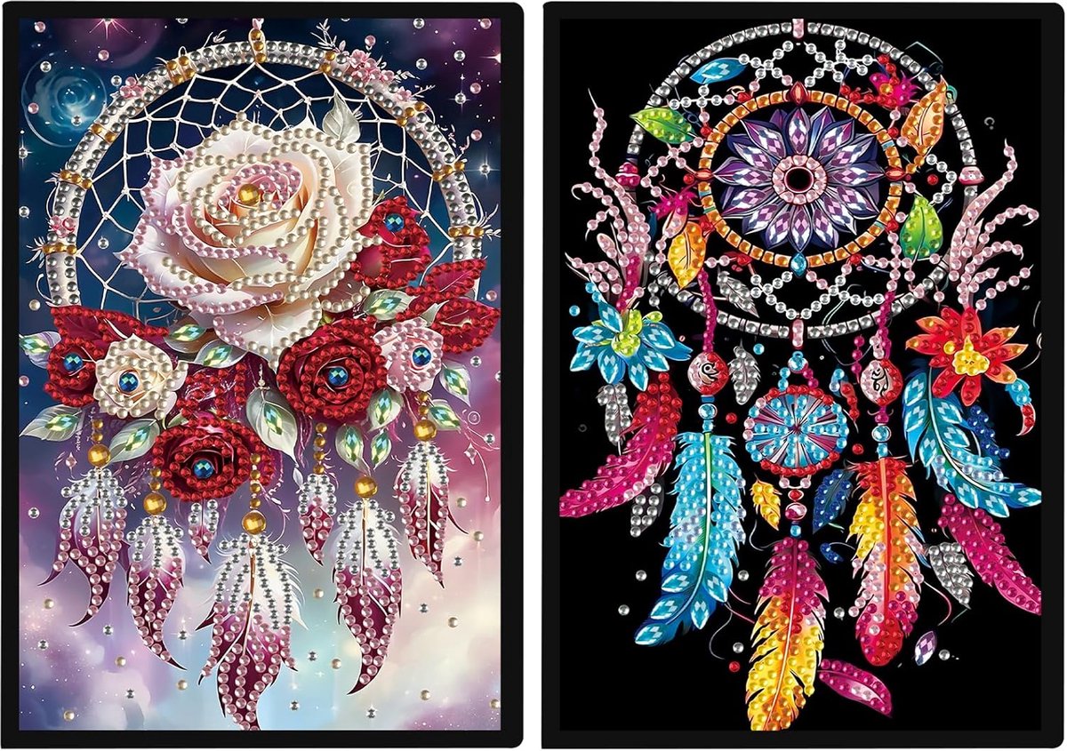 Diamond Painting Notitieboek, A5, blanco, diamond painting, diamondpainting, geheim dagboek, schetsboek voor volwassenen, schetsboek, dromenvanger, roos, bloemen
