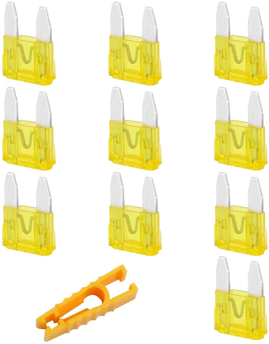10 stuks zekeringen, 12 V, mini 20 A, met zekeringtrekker voor
