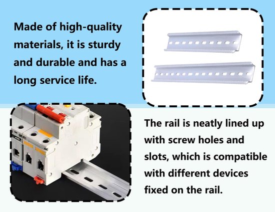 4 stuks DIN-rail, Hat aluminium sleuf, nooit roestend, montagerail — afbeelding 2