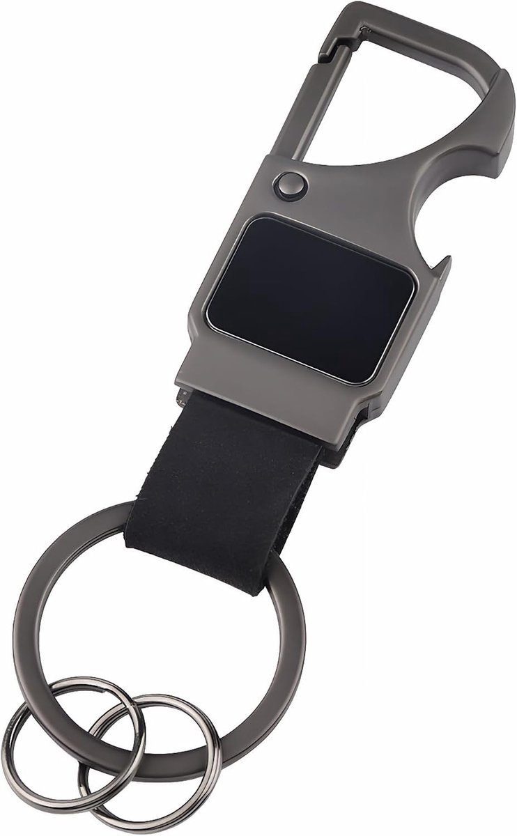 Karabijnhaak, sleutelhanger met karabijnhaak, koord van PU-leer, sleutelhanger met flesopener voor autosleutels, waterkoker en hanger