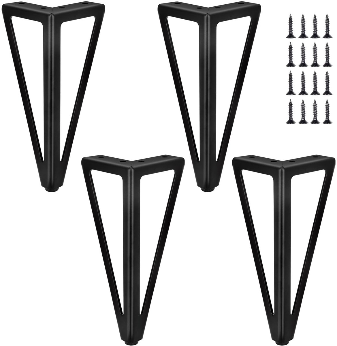 Omgoods - 4-delige Vervangende Meubelpoten - Zwart Metaal 20 cm voor Stoelen en Tafels