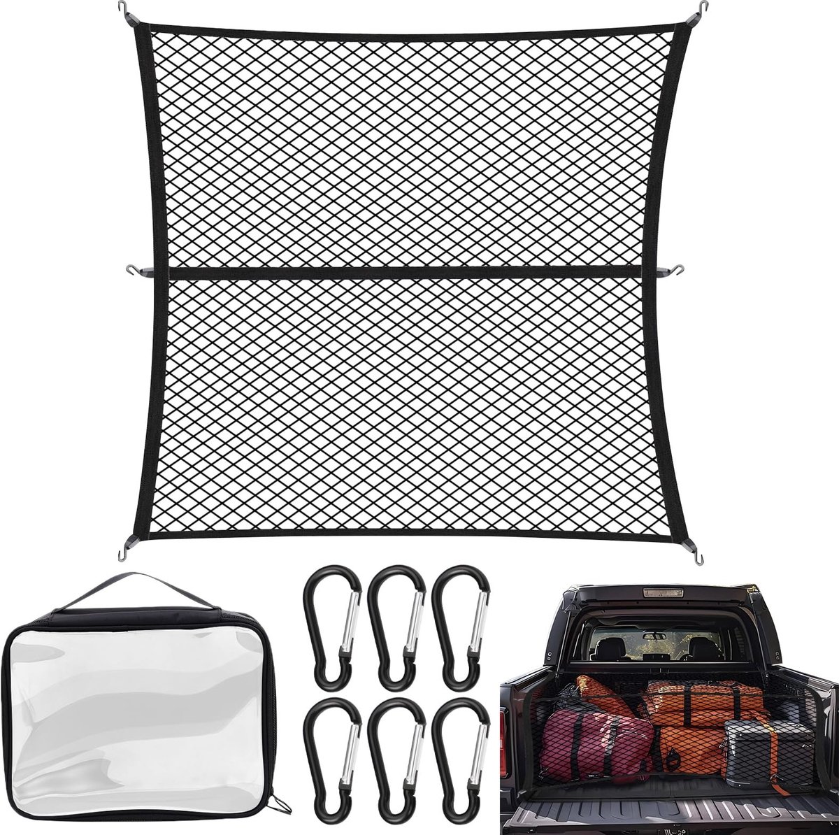 Omgoods - Hoogwaardige Elastische Bagagenet - 1.2 x 1.2 m (max. 210 x 210 cm)