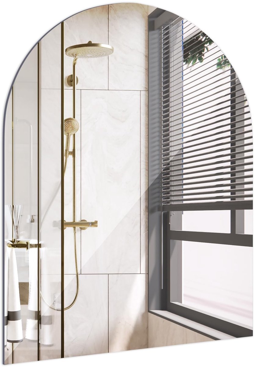 Omgoods - Curved Mirror Zelfklevend voor Badkamer, Frameloos 40x30cm