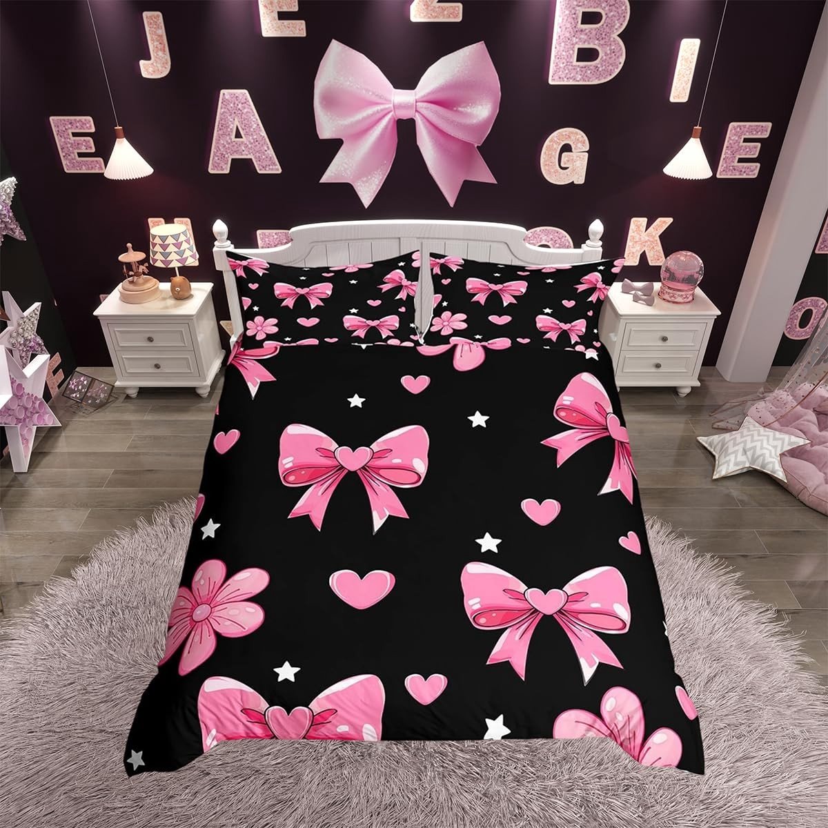 Omgoods - Roze Strik Duvet Cover Set, King Size, voor Kinderen en Volwassenen