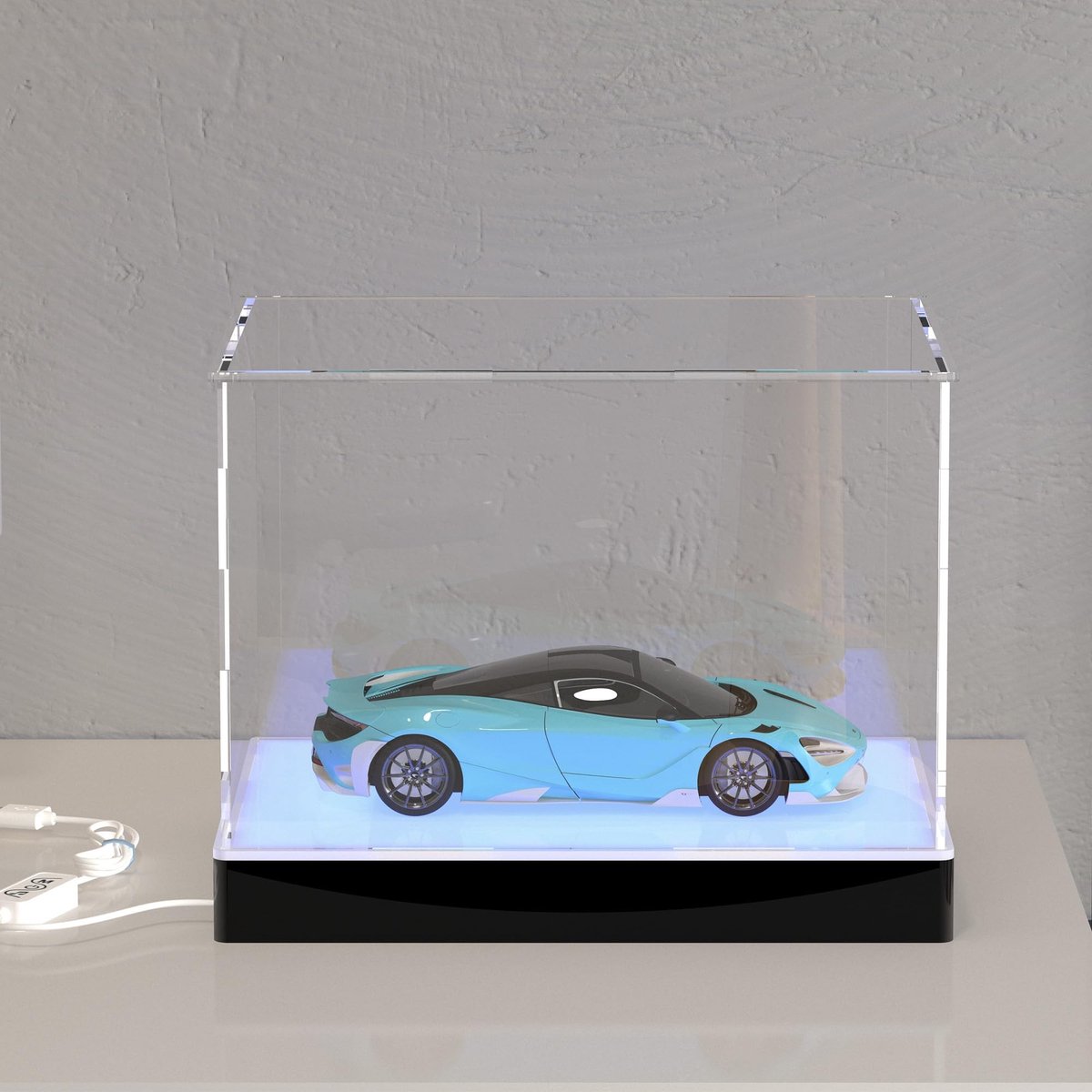 Omgoods - Display Case met Verlichting - Acryl Box voor Modelauto's 1:18 en 1:24