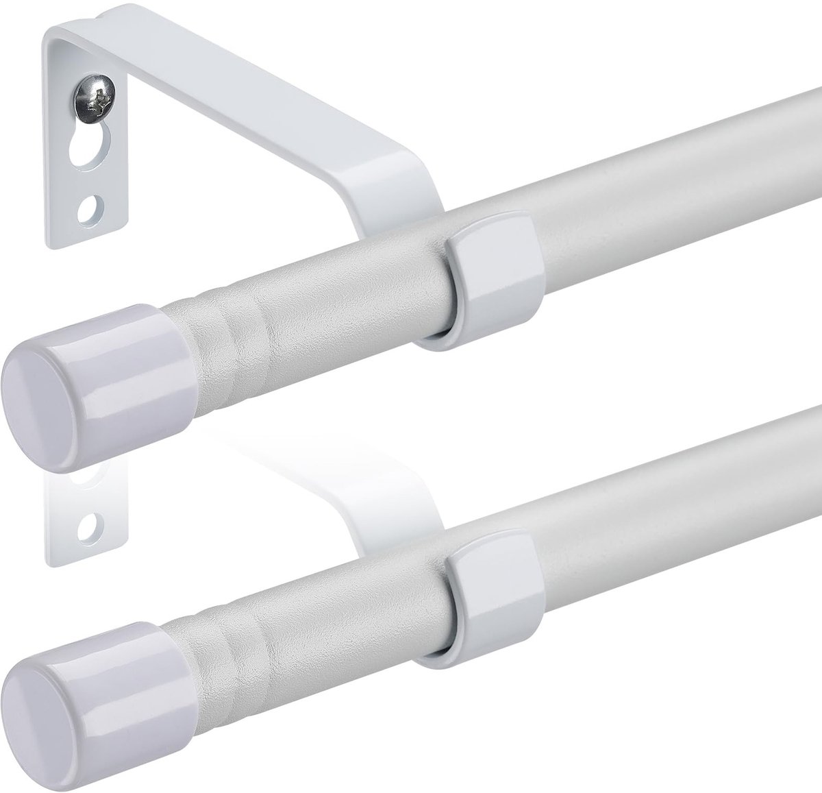 Omgoods - 2-delige Gordijnroedes voor Ooggordijnen - Matte Wit, 76-224 cm