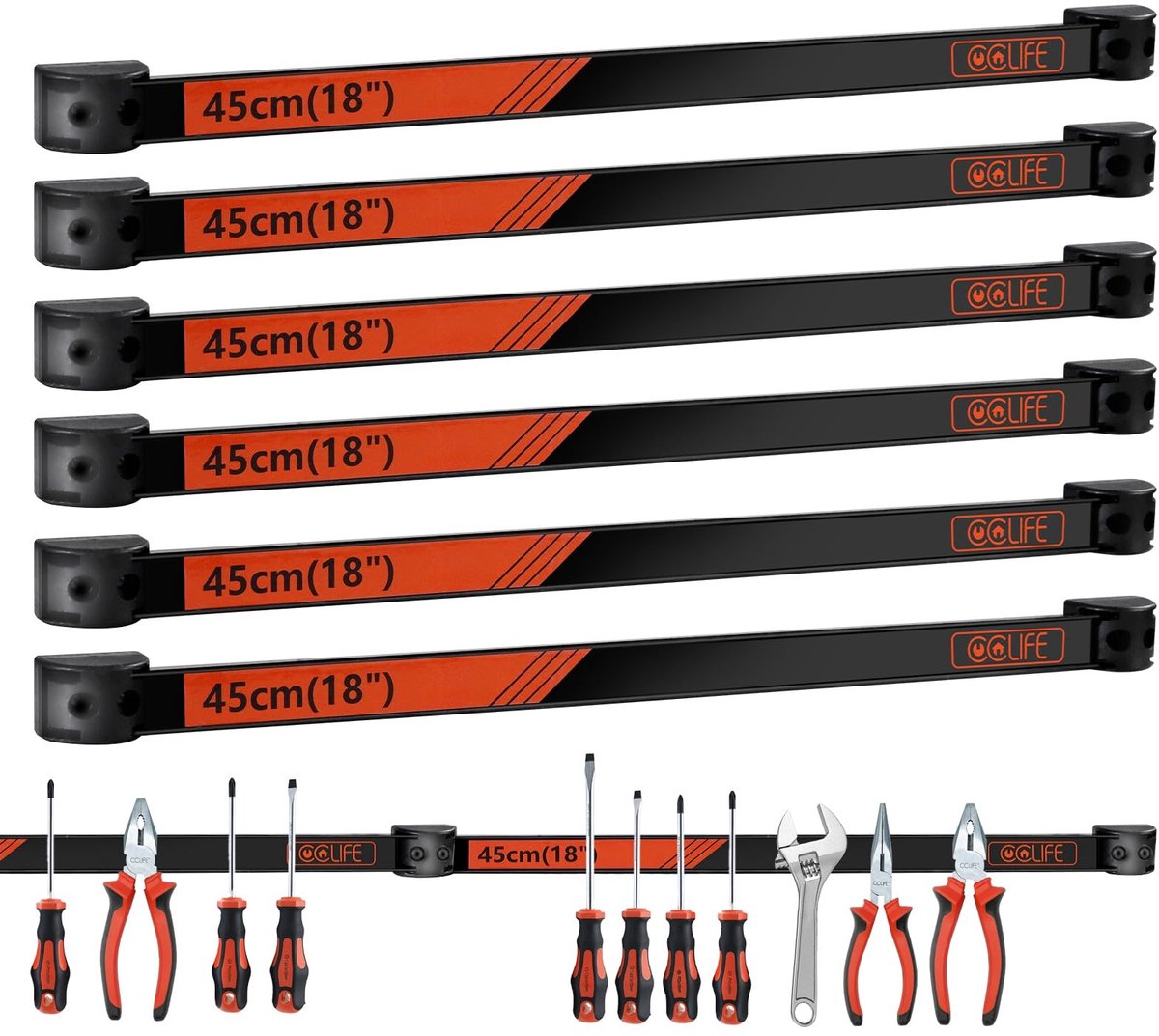 Omgoods - 6-delige Magnetische Strip Gereedschap Houder 45cm