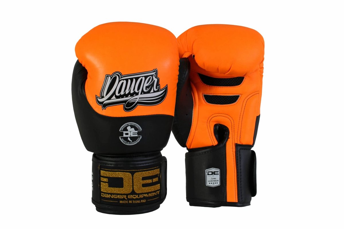 Omgoods - Boxing Glove Danger Evolution | Semi-Leather | Oranje-Zwart - 16OZ