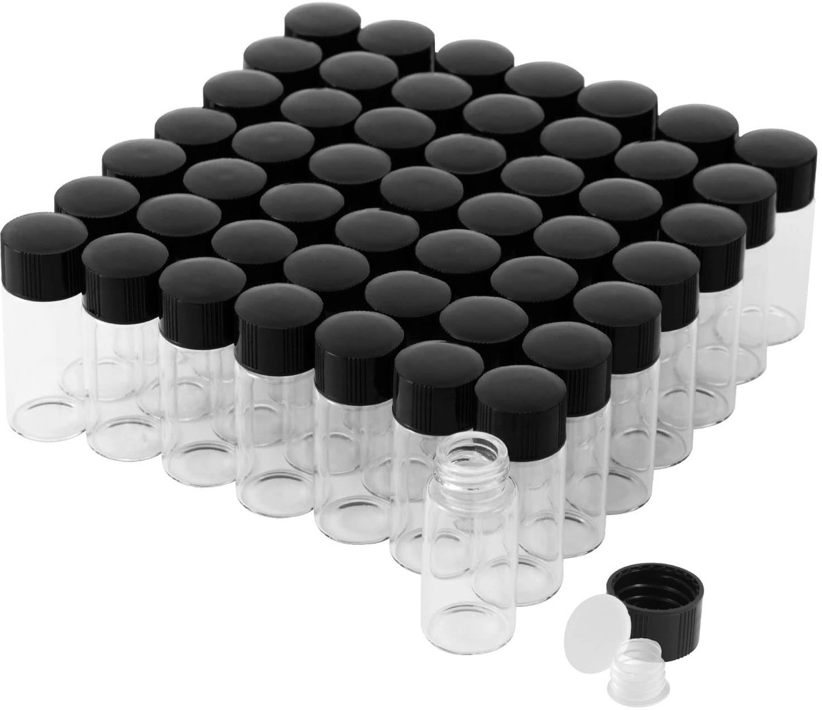 Omgoods - 10ml Duidelijke Glazen Vials met Schroefdoppen - 50 Stuks