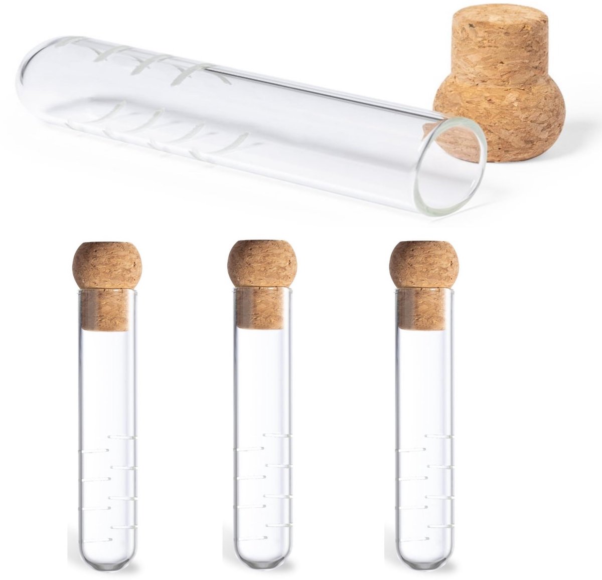 Omgoods - Set van 4 Glazen Thee-infusers met Kurken Deksel