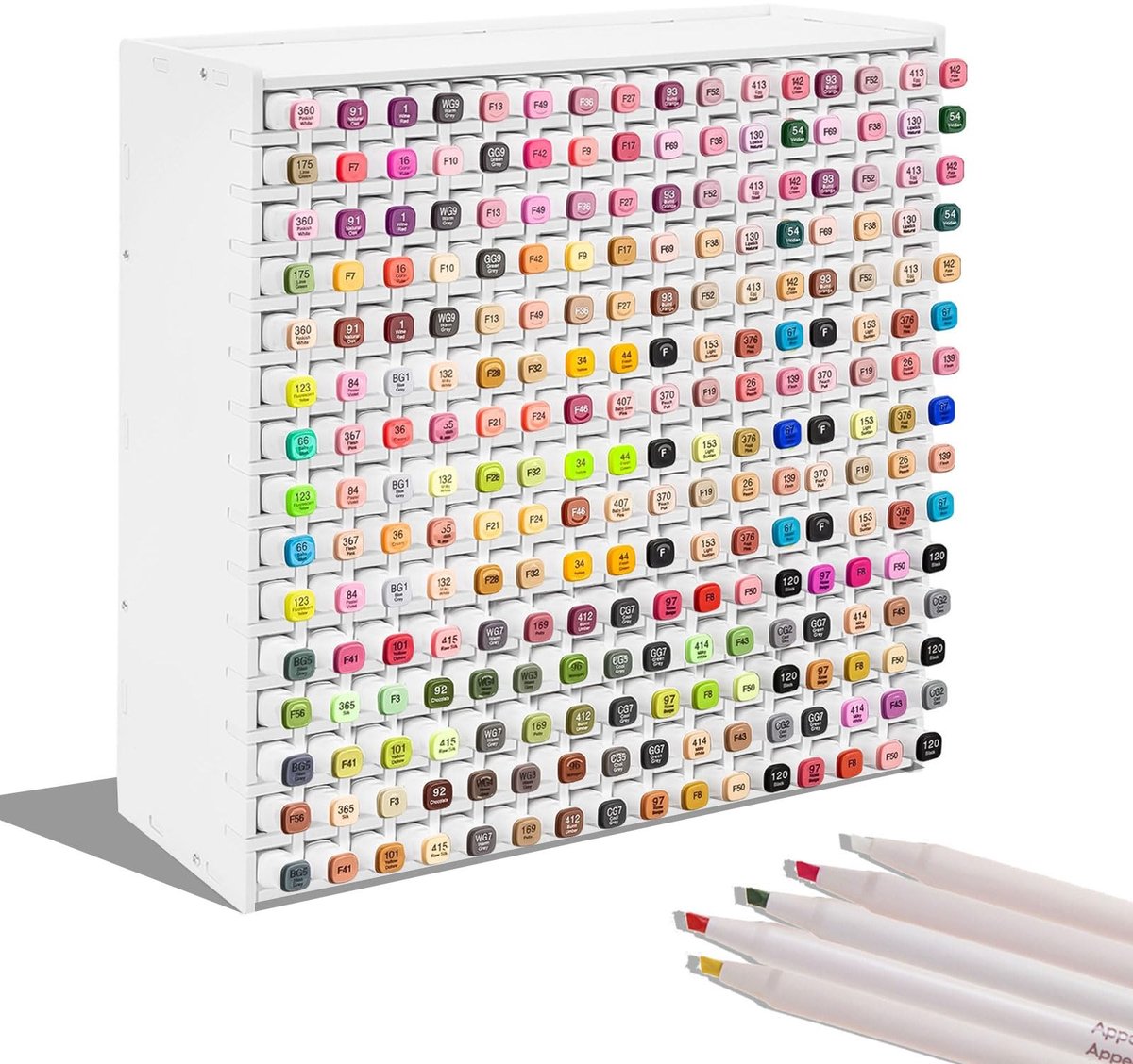Omgoods - 240 Pens Organizer - Markerhouder met Afneembare Divider, Wit
