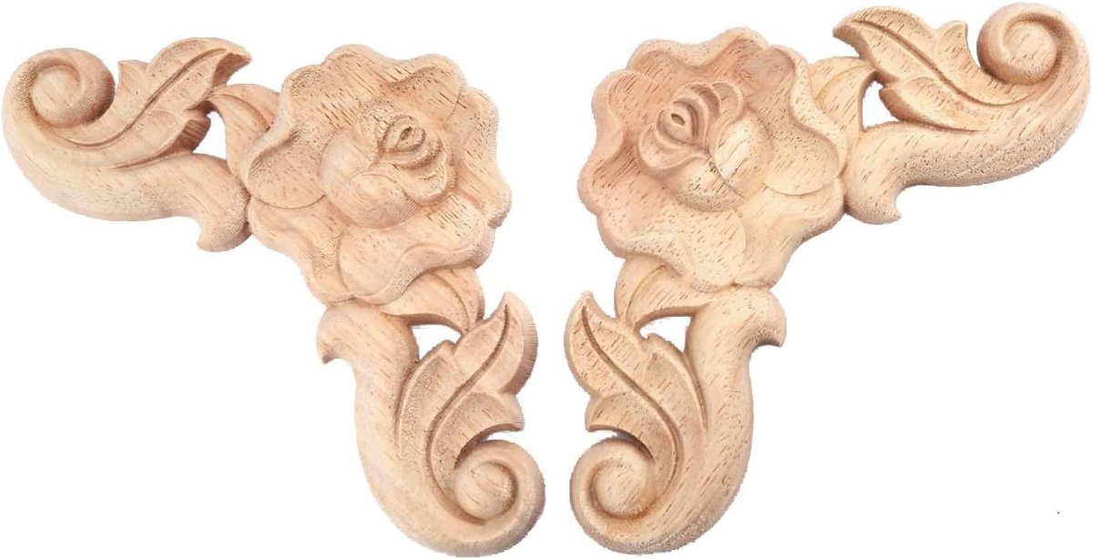 2 stks 10 * 10 cm Houten Rose Mouldings Hoek Gesneden Onlay Applique Meubels Deur Decor