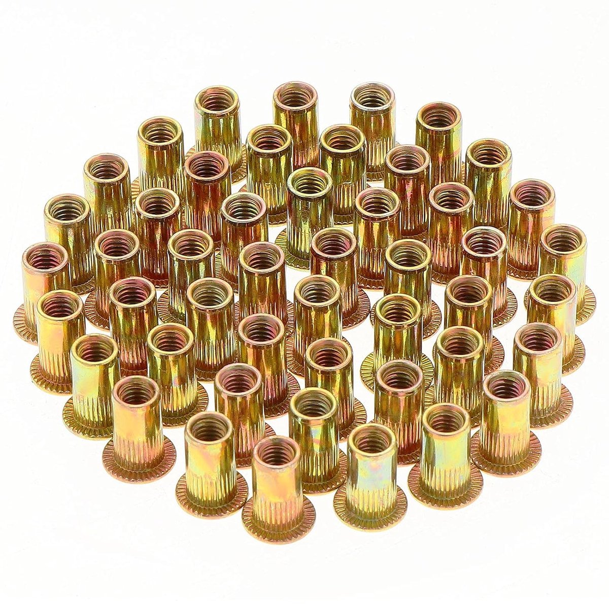 150 stuks klinknagelmoeren M4 met platte schroefdraad, klinknagelmoeren schroefdraad van verzinkt koolstofstaal, assortiment M4 klinknagels schroefdraadinzetstukken voor metaal, kunststof (9