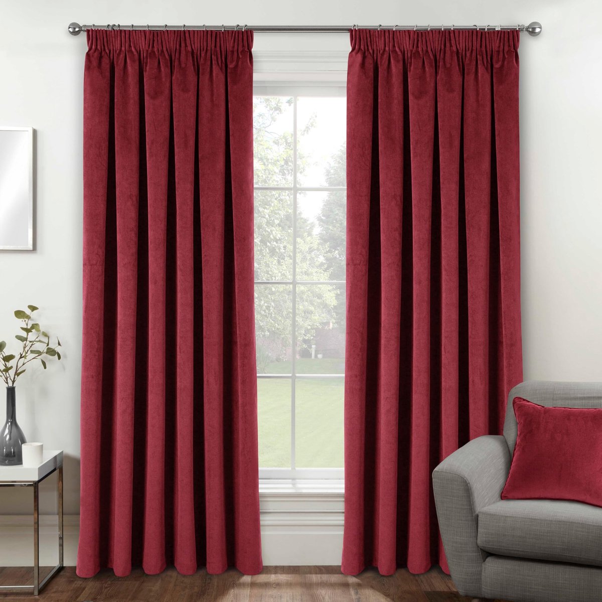 Omgoods - Rode Velvet Gordijnen 100% Blackout 46 x 54 Inch - Luxe en Geluiddemping