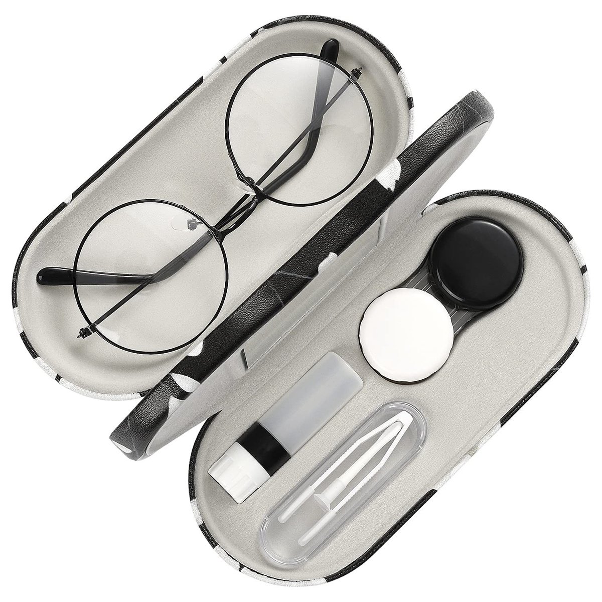 Omgoods - Dubbele Laag Bril Etui - 2-in-1 Zonnebril en Contactlenzen Opbergdoos