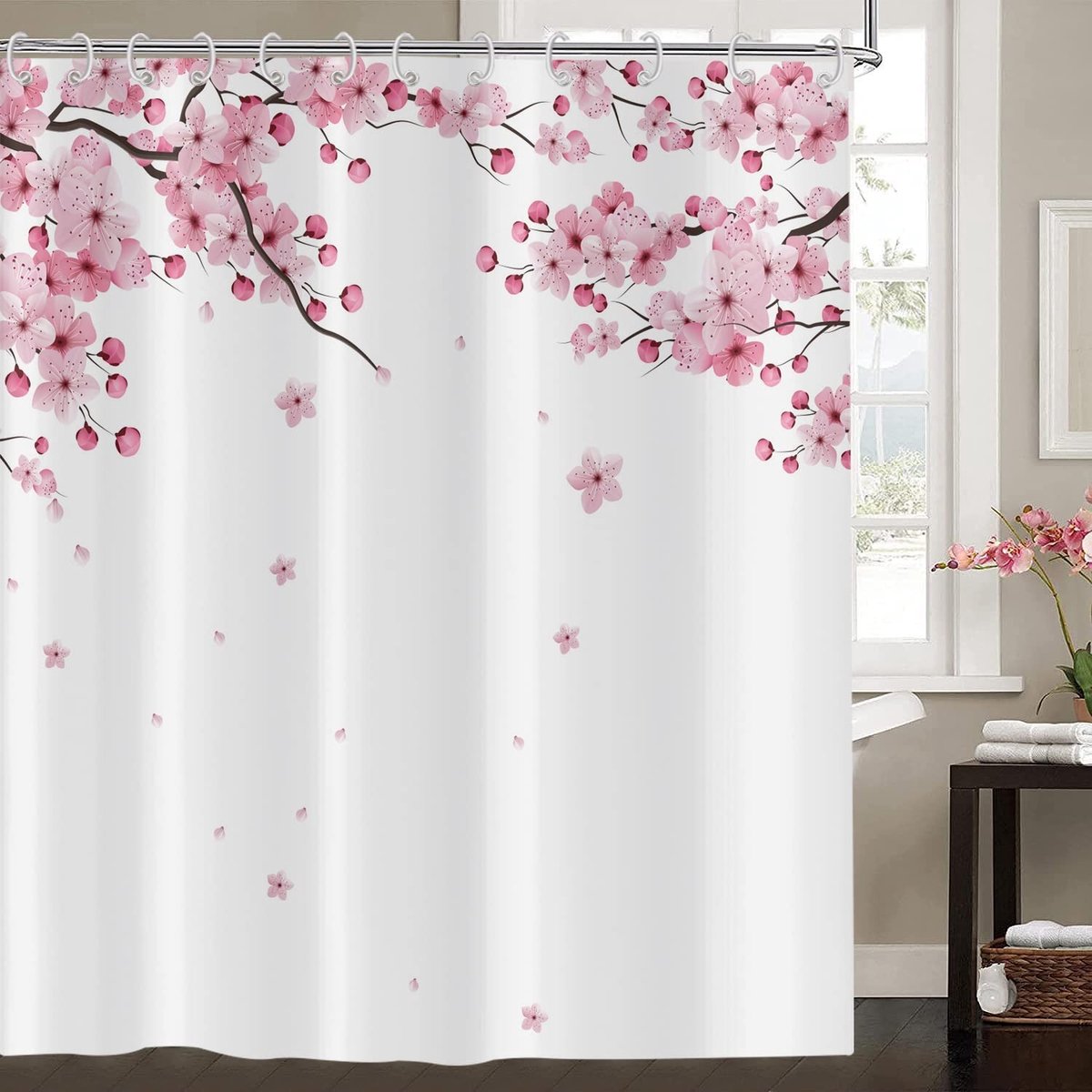 Omgoods - Kersenbloesem Douchgordijn - Japanse Stijl met Waterdichte Polyester