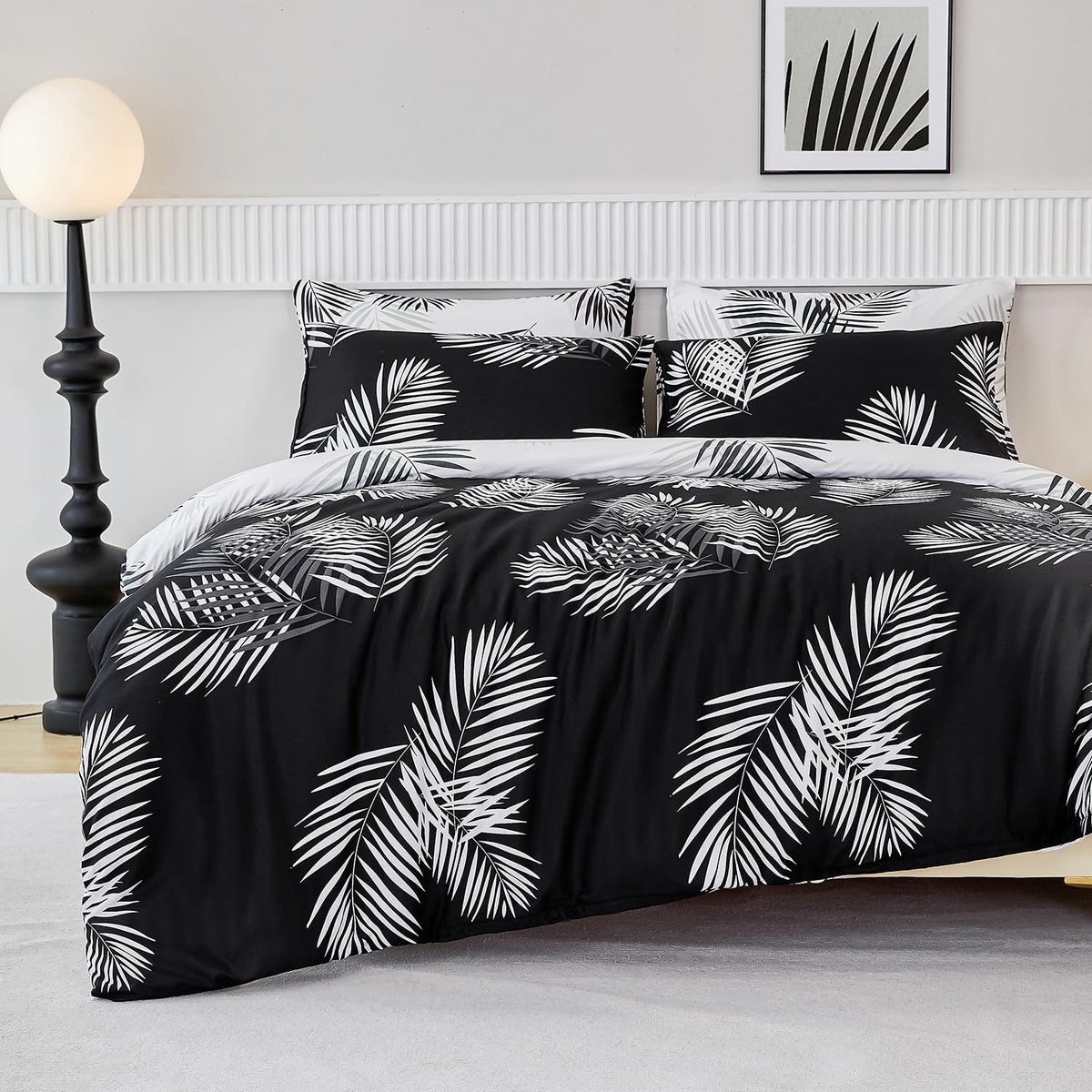 Omgoods - Reversibel Dekbedovertrek met Palmblad Patroon
