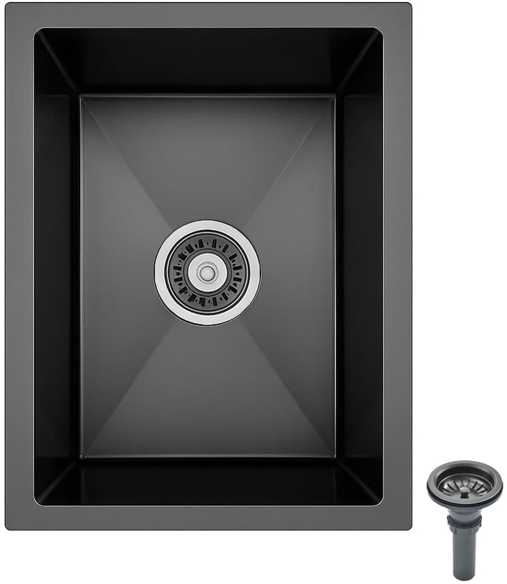 Omgoods - Compacte Onderbouwkeukenwasbak met Afdruiprek