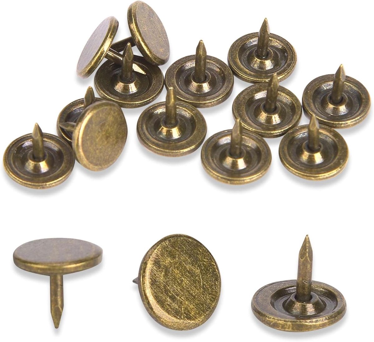 100 stuks meubelspijkers met platte kop, ijzeren meubelnagels, bronskleurige meubeldecoratispijkers, gestoffeerde spijkers, punaises, punaises voor meubels, bank, deurdecoratie (9 x 8 mm)