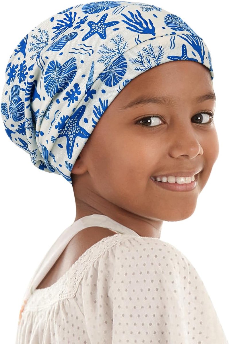 Krullend meisje slaapmuts, satijnen gevoerde haarmutsen met comfortabele elastische band, verstelbaar voor tieners, grote kinderen, kind