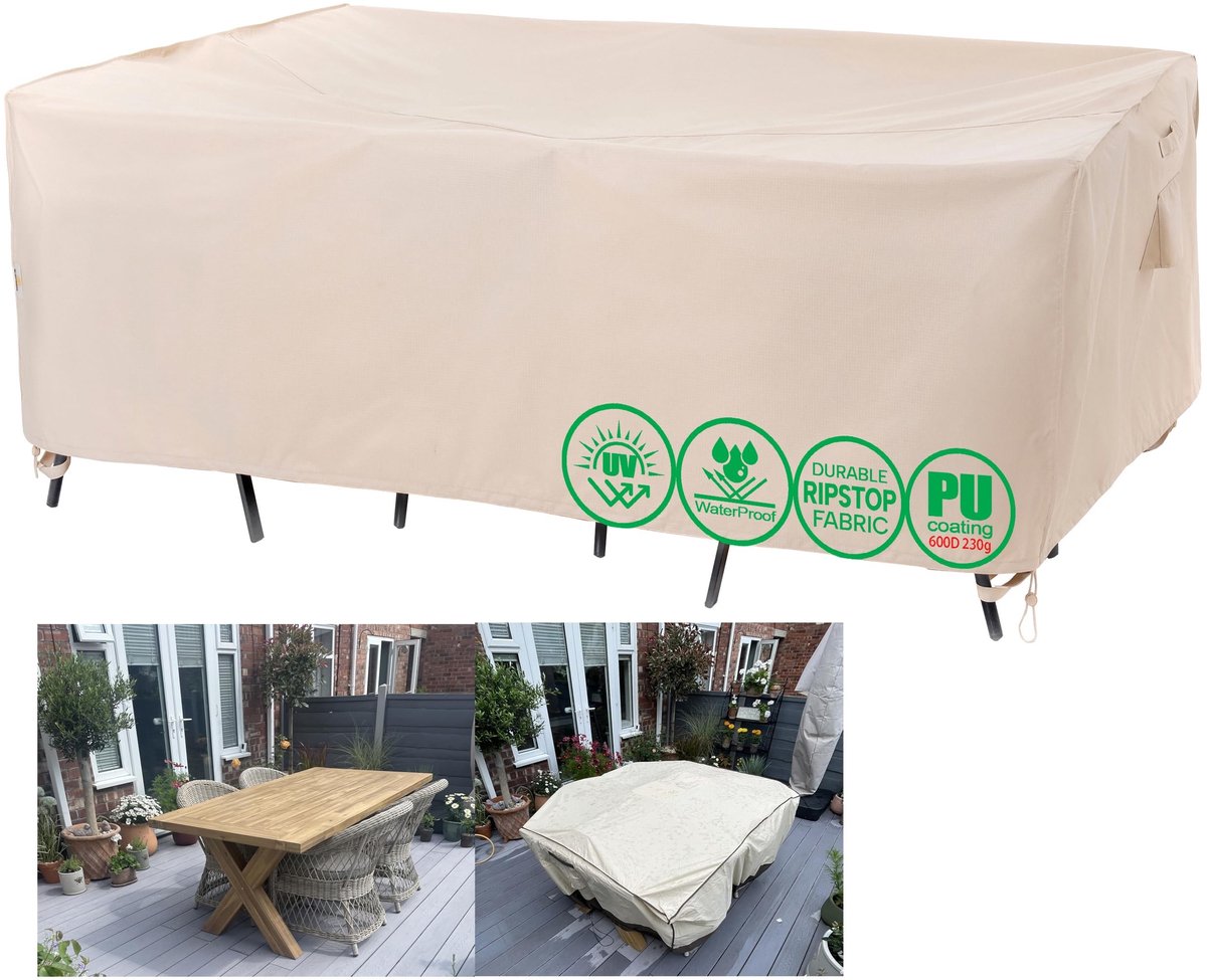 Omgoods - Tuinmeubelhoes voor Tafel en Stoelen (4-6 Zitplaatsen) - Waterdicht en Weerbestendig