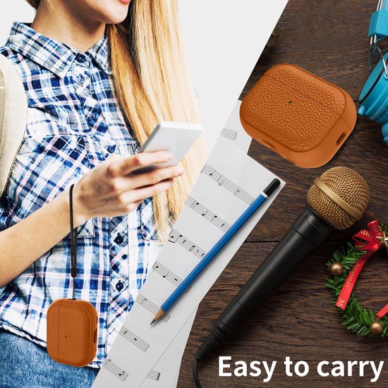 compatibel met AirPods Pro 3 met polsbandje, TPU-beschermhoesje compatibel met AirPods Pro 3e generatie met reinigingsset, textuur ontwerp, valbestendig, schokbestendig, oranje van compatibel — afbeelding 5