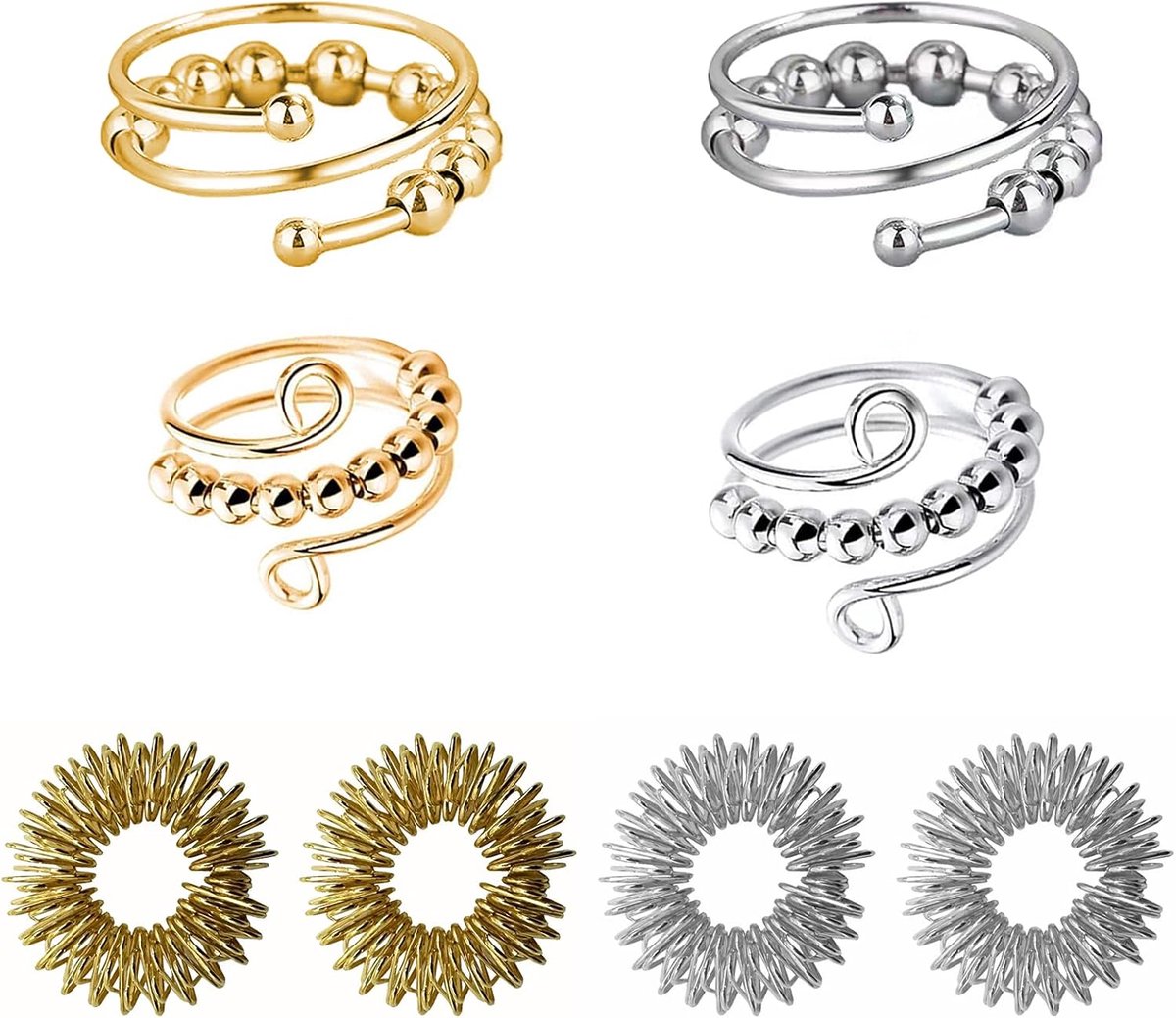 Ring, Skills paniekaanvallen voor volwassenen, ADHD-hulpmiddelset, stressvermindering, antistress, fidget-ring, angstspeelgoed, anti-stress ring voor dames, sensorisch stressspeelgoed