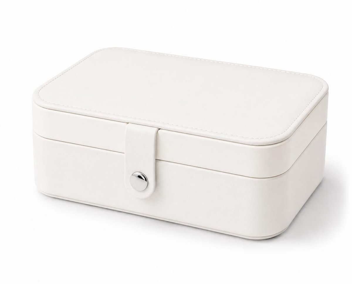 Omgoods - Luxe Sieradenbox van Velvet/PU met Gouden Accenten - Wit