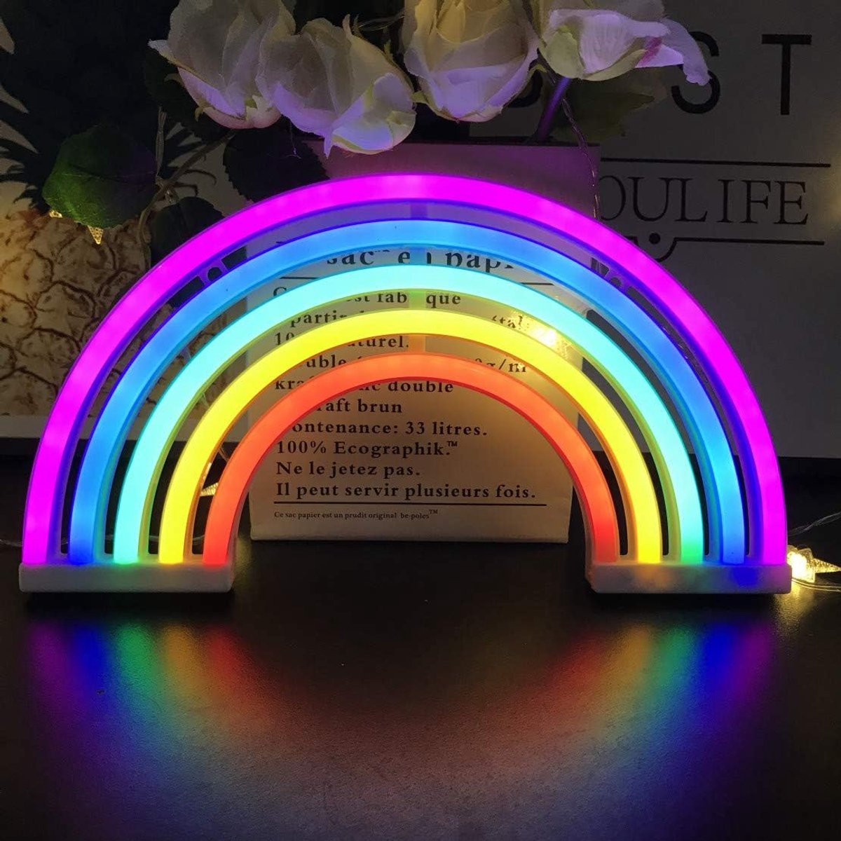 Neon lamp, regenboog, bord, nachtlampje, wanddecoratie, lamp voor kinderkamer, slaapkamer, verjaardag, bruiloft, feestje, cadeau,