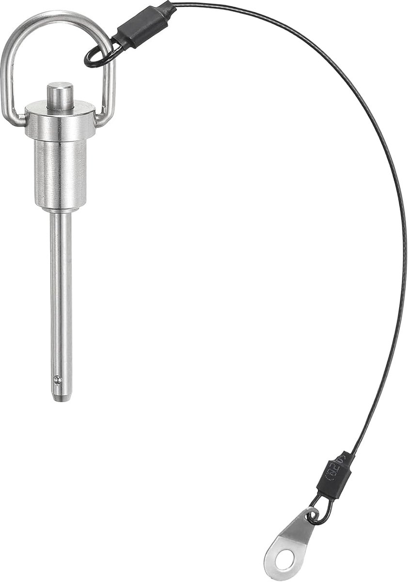 Kogelvergrendelingspinnen met knoopgreep, 5 mm pendiameter, 40 mm gebruikslengte, snelsluitpen met veiligheidskoord, 304 roestvrij staal