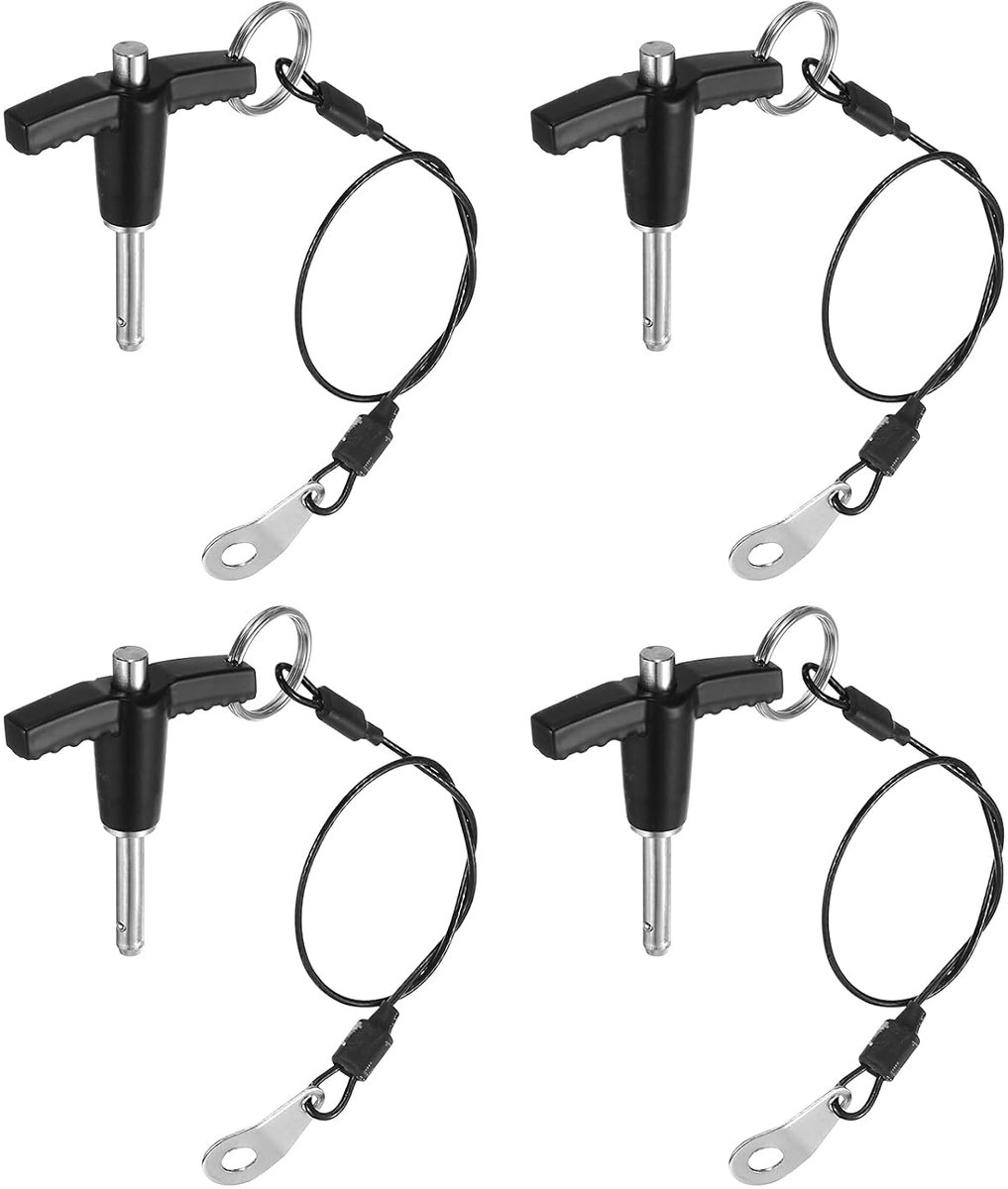 4 stuks T-greep vergrendelingspinnen, gebruikslengte 5 mm x 20 mm, van roestvrij staal, snelontgrendelingspin met drukknop