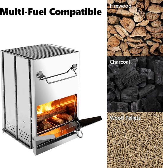 Omgoods - Camping Grill en Houtoven - Draagbare met Opbergtas — afbeelding 3