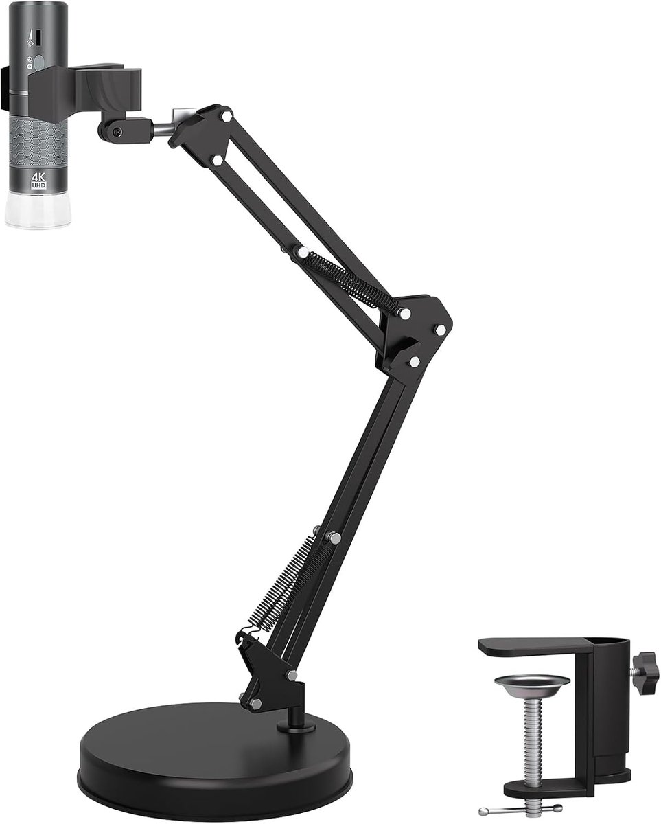 4K WiFi-microscoop met een maximale hoogte van 55 cm, standaard en tafelklem, 50-1000x USB digitale microscoop, 3840 x 2160P camera, geschikt voor iPhone Android Windows Mac Linux Chrome