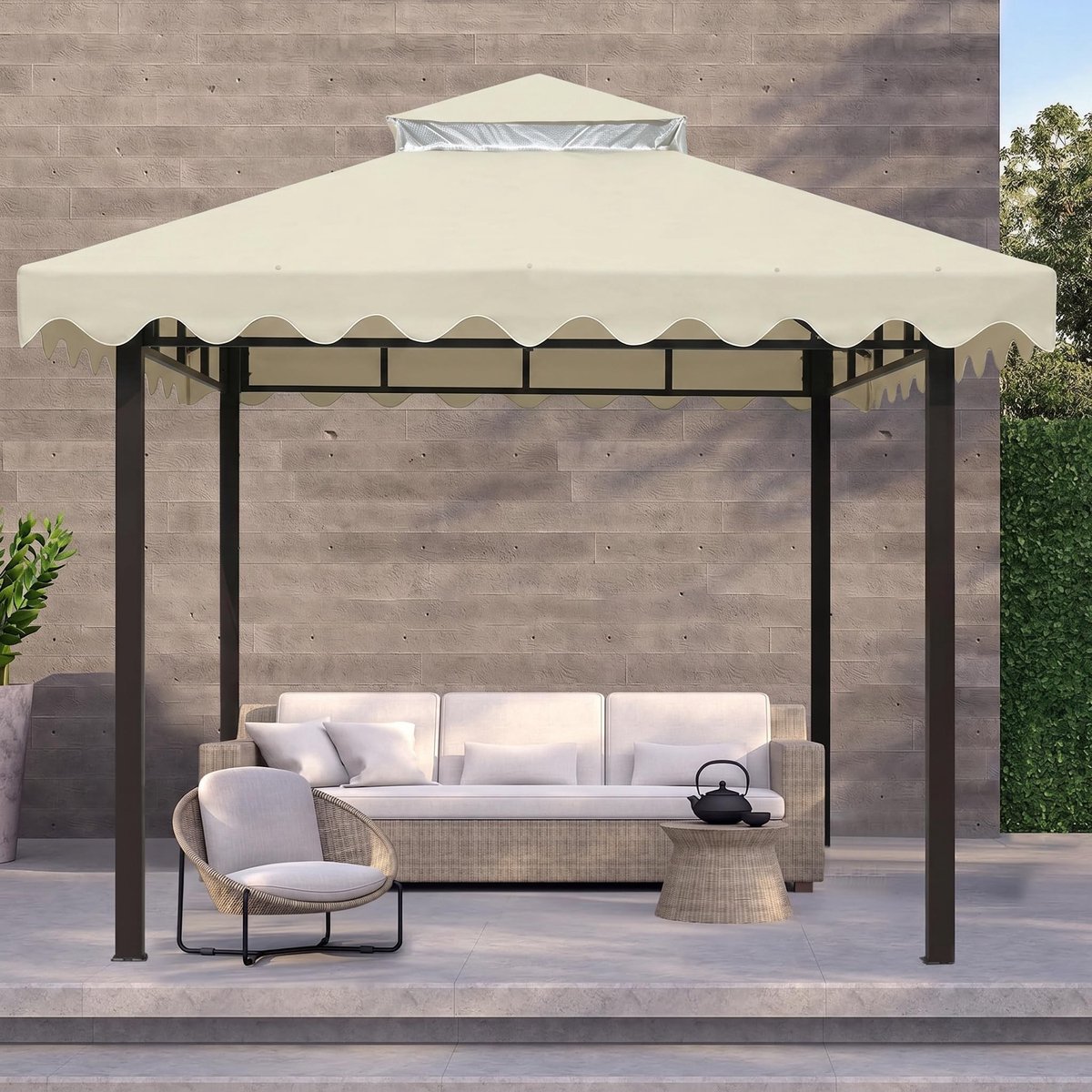 Omgoods - Vervangend Gazebo Dak met Ademend Gaas - UV Bestendig en Waterdicht