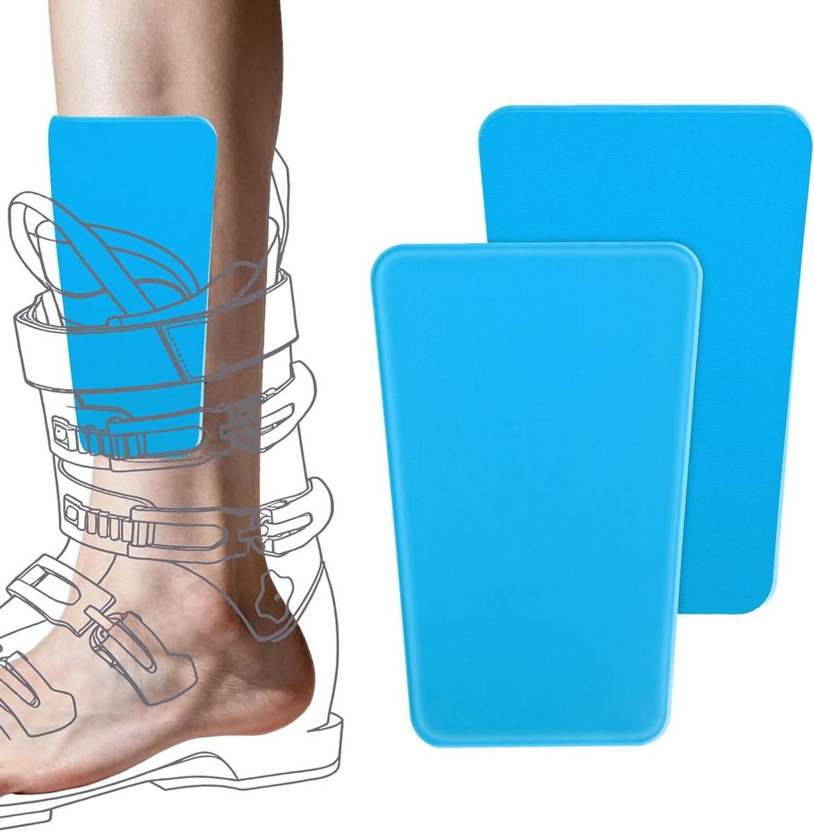 Ski Beenbeschermers - Scheenbeschermers Gel - Wintersport Bescherming - Gel Demping Laag - 2 Stuks - Blauw