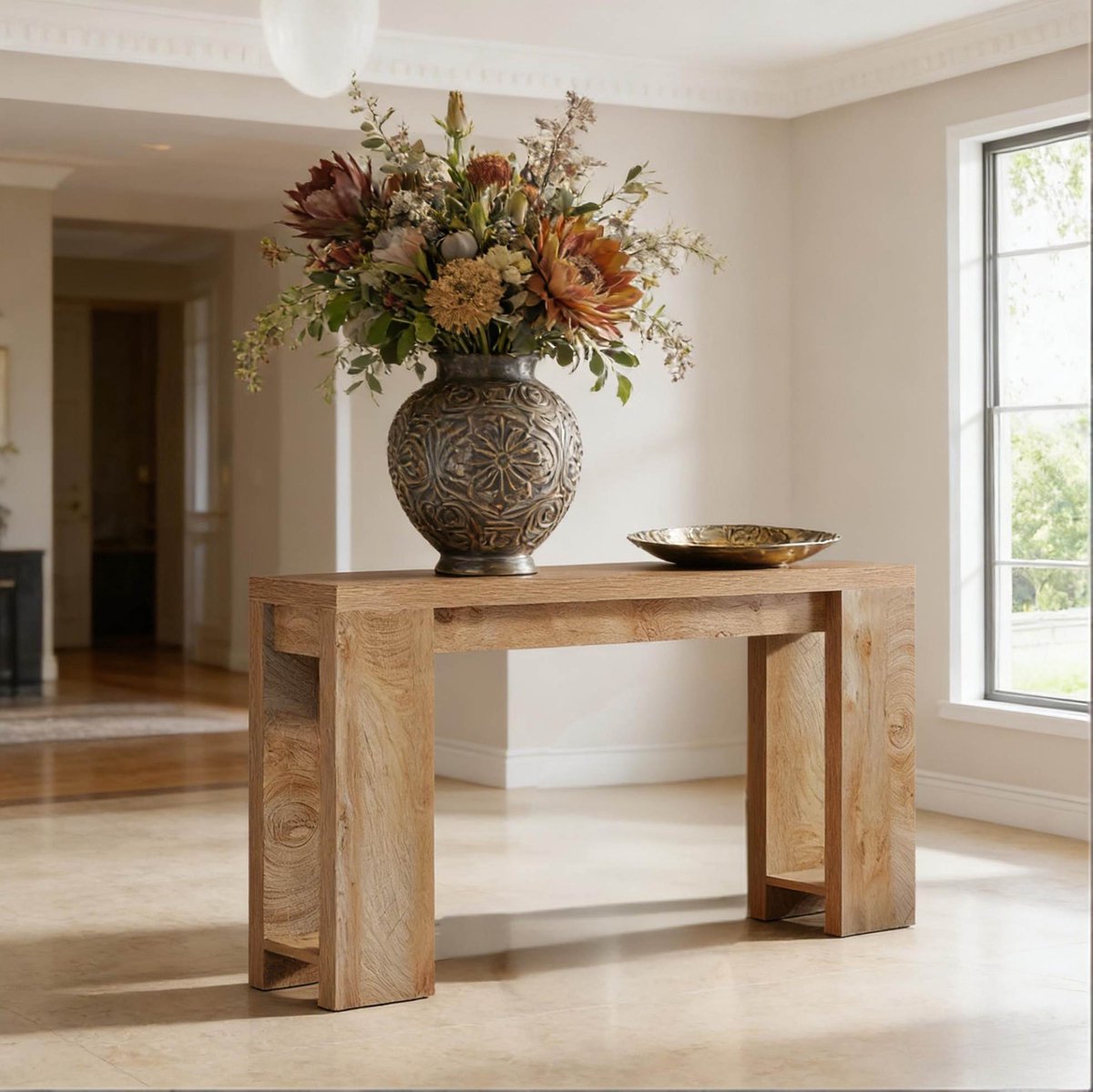 COVREO Sidetable 160 x 30 x 85 cm bruin, van spaanplaat landelijk Brown