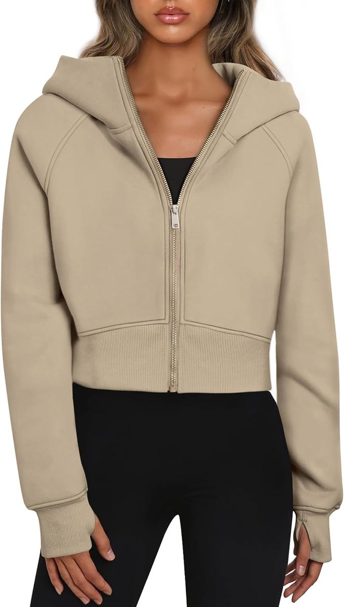Cropped Hoodie Voor Dames, Kort Sweatjack Met Capuchon En Ritssluiting