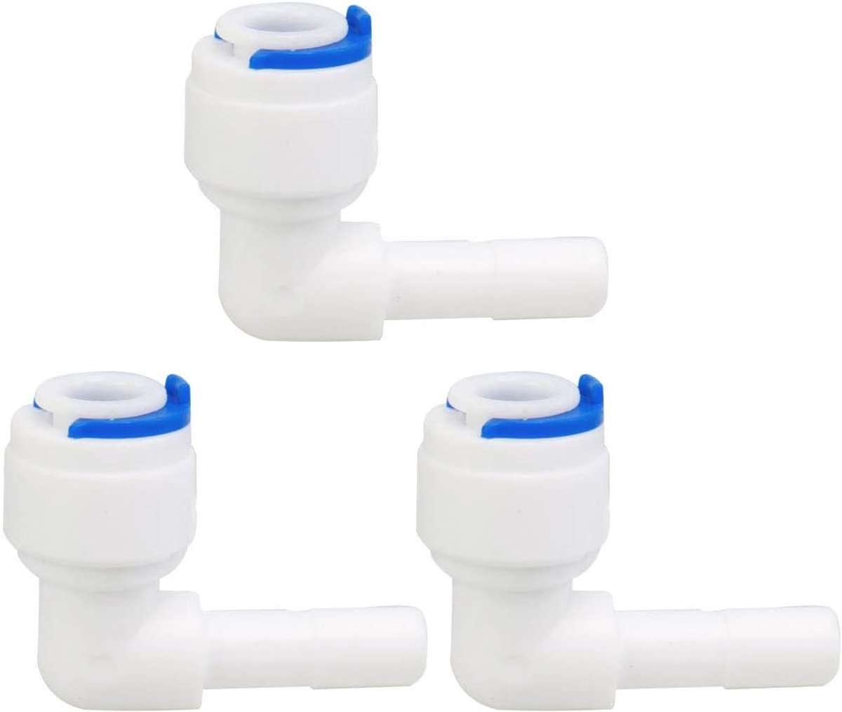 sourcing map 3 stuks snelkoppeling buisschroefverbindingen waterfilter aansluiting voor RO omgekeerde osmose-installatie, elleboog, 3/8 inch buisbuitendiameter