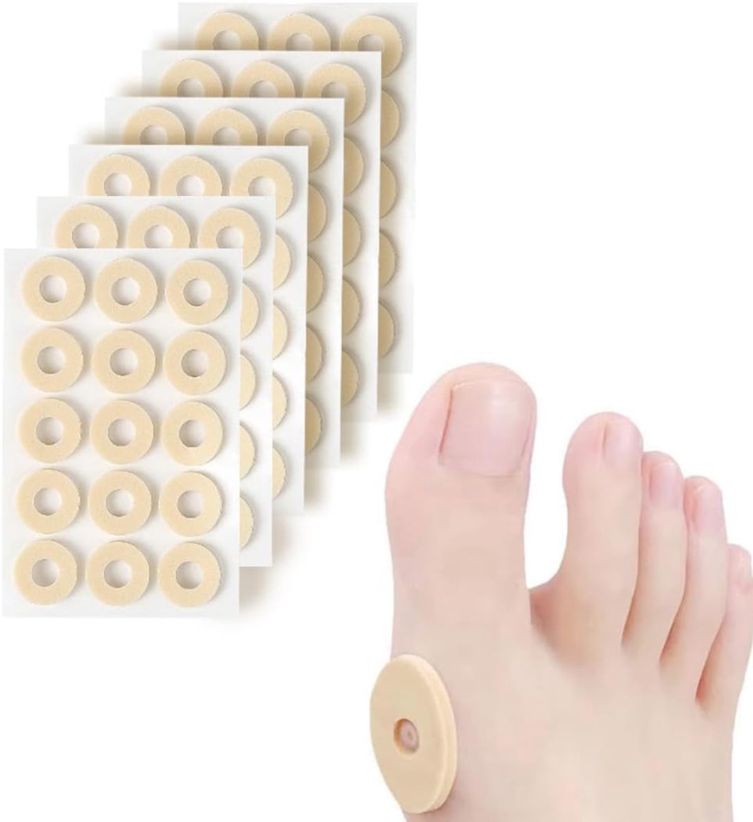90 stuks kippenoogpleisters, schuim-hoornkussen, kippenoogringen blarenpleisters kippenogen, anti-wrijving, vermindert voet- en hielpijn bij tenen, eelt, antislip