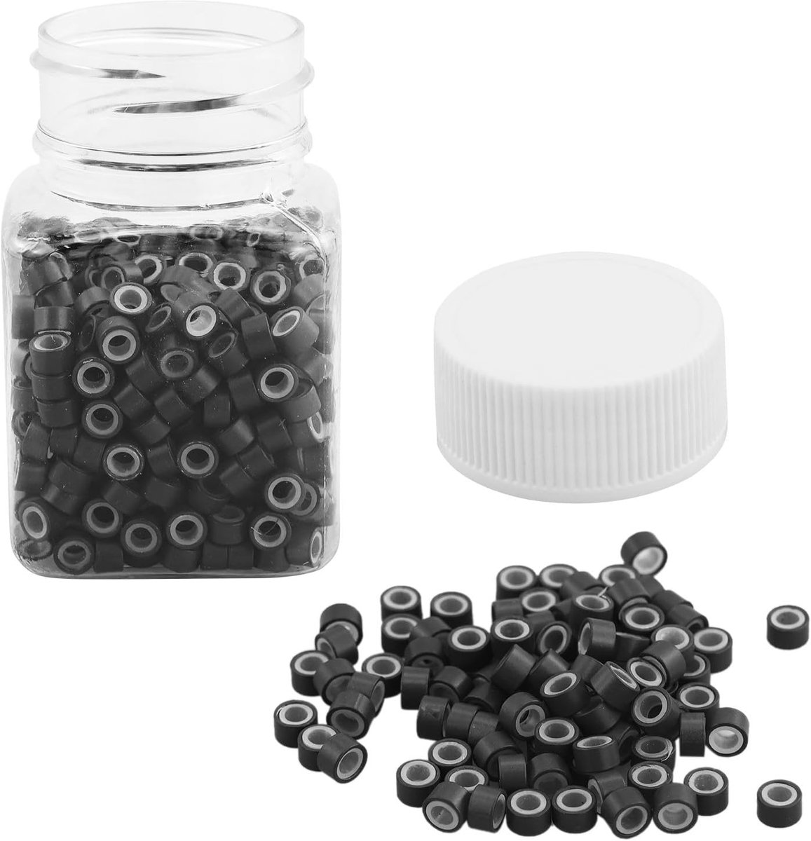 550 stuks siliconen gevoerde micro-ringen, links, parels, 4,5 mm