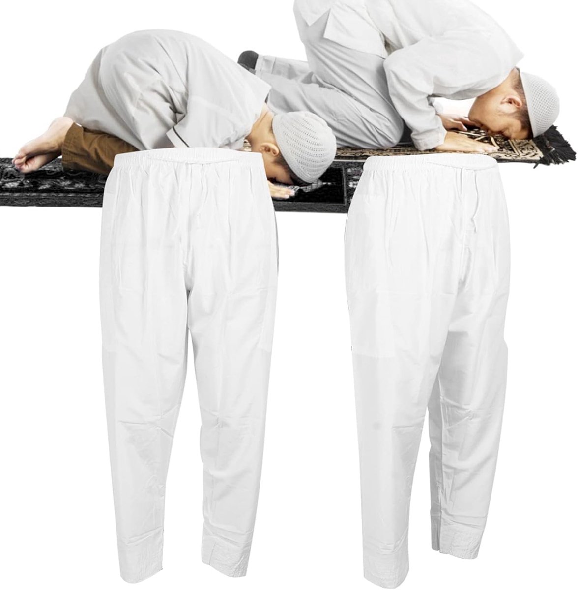 Moslimbroek voor Heren met Elastische Tailleband, Loszittende Broek